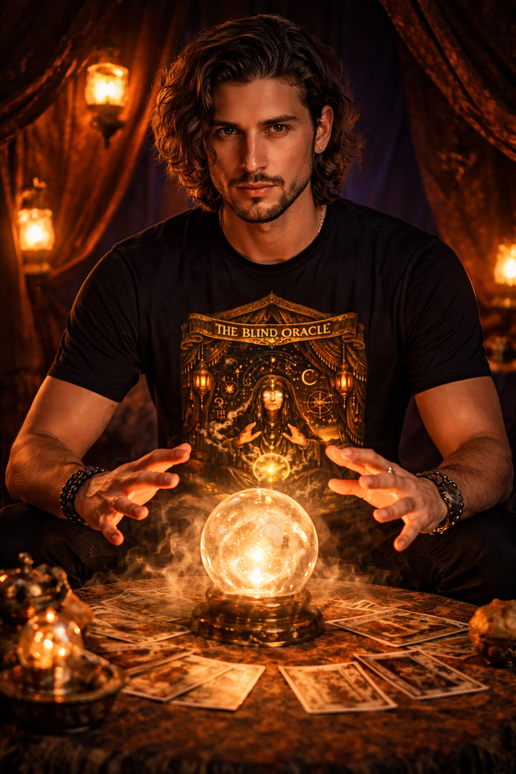 The Blind Oracle — male mockup