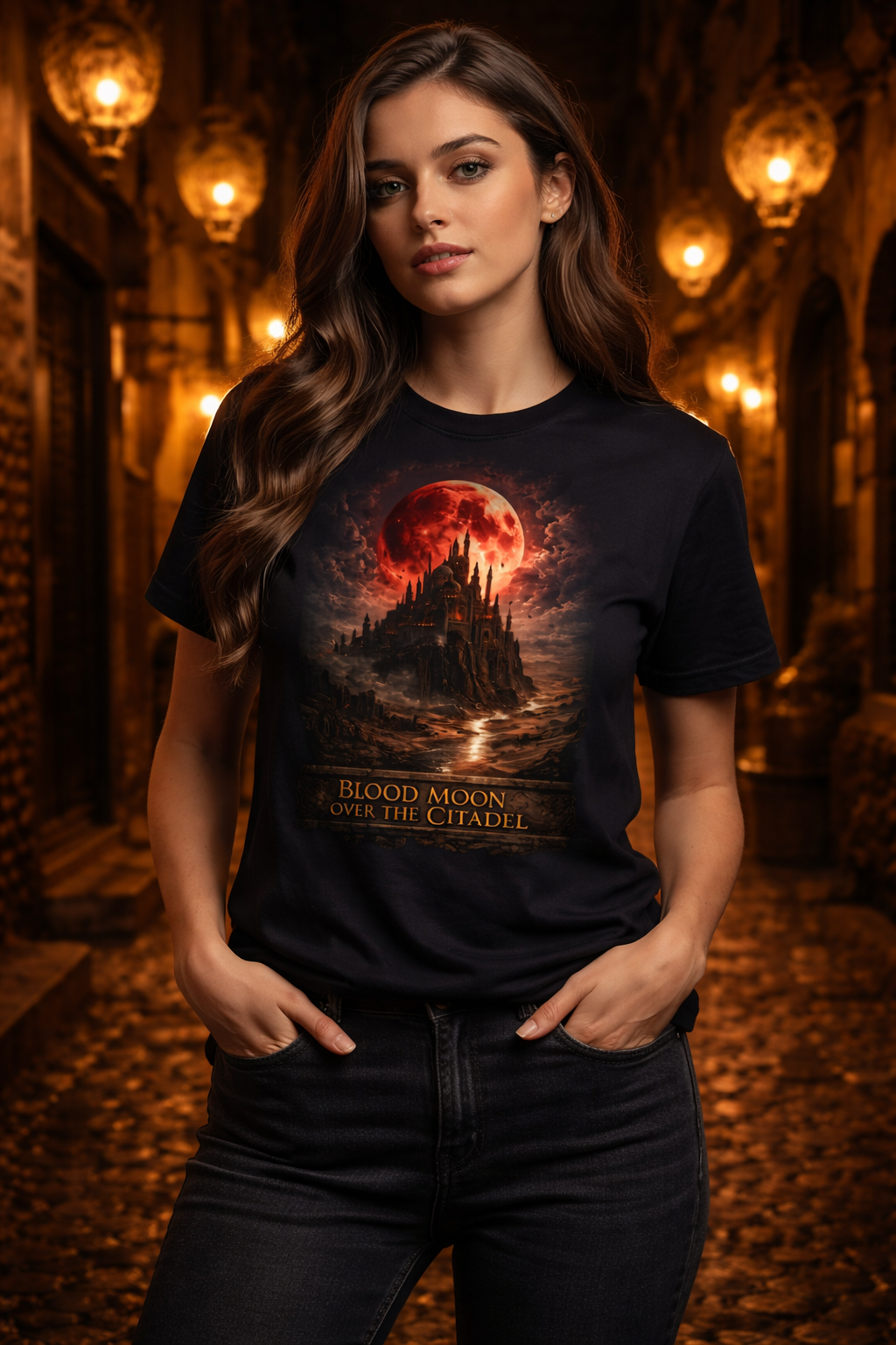 Blood Moon over the Citadel — female mockup
