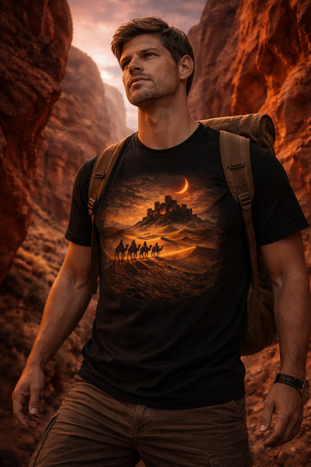 Caravan to the crimson fortress — male mockup