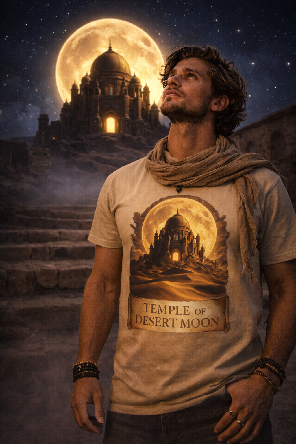 Temple of Desert Moon — Golden Dome — male mockup