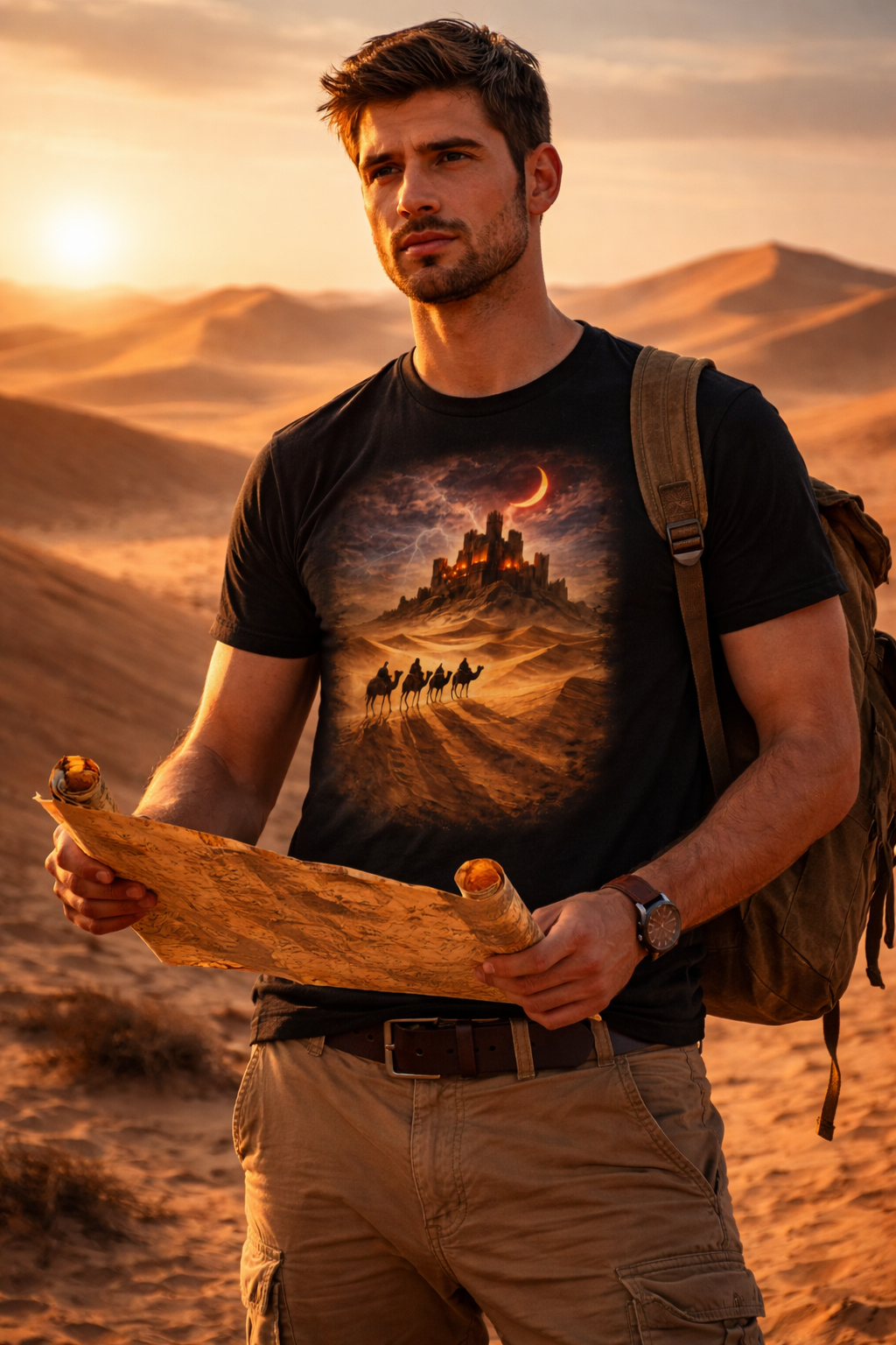 Caravan Into the Lightning Castle — male mockup